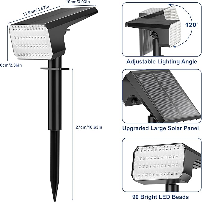 LANSOW 12 Pack Solar Spot Lights Outdoor Color Changing, 7 Modes Waterproof Solar Christmas Landscape Spotlights, LED Solar Powered Flood Lights for Yard Garden Pathway Outside Halloween, Auto ON/Off