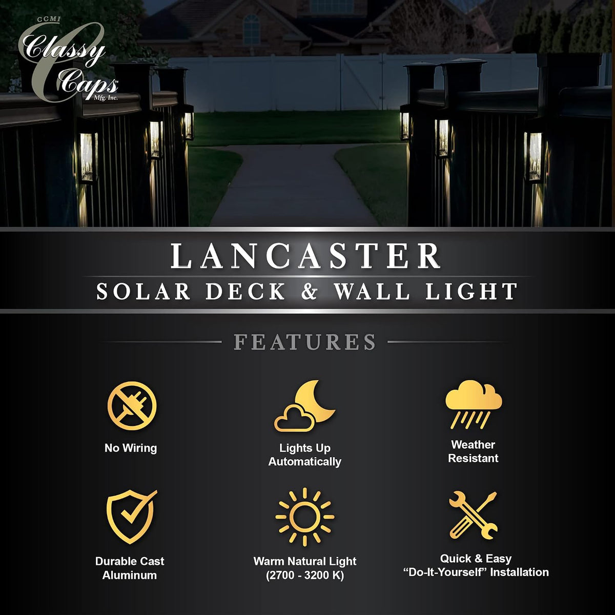 classy caps swl888 - black aluminum lancaster deck, package contents