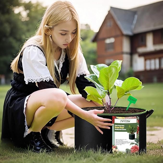 3-Pack 10 Gallon Plant Grow Bags, Thickened Nonwoven Fabric Pots with Handles,Sturdy Garden Planters Aeration Gardening Container to for Plants, Vegetables, and Flowers