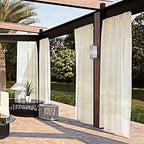 SpaceDresser Waterproof Outdoor Sheer Curtains for Patio - 2 Panels Rod Pocket Indoor Voile Sheer Curtain for Living Room,52W x 120L inch,Ivory