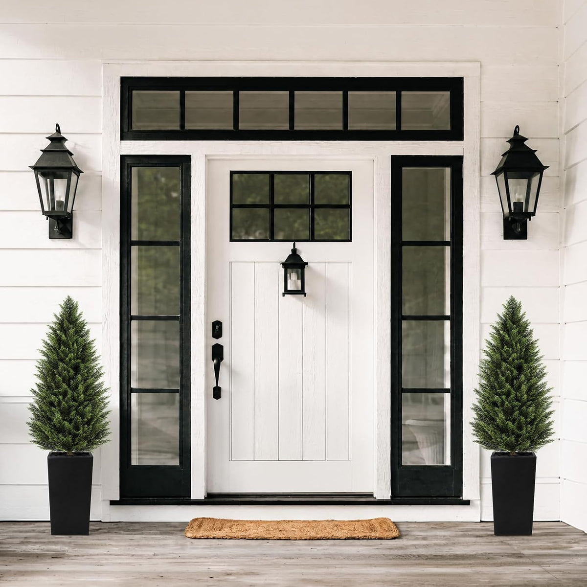 vivatrees 4ft artificial cedar topiary trees 2 pack shown in use
