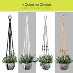 RIFNY Macrame Plant Hanger for 5 to 10 Inch Plant Pots, 35 Inch Woven Rope Hanger Kits with Hooks and Wood Beads, Hanging Planter Basket for Indoor Boho Home Decor (Black, 2 Pack)