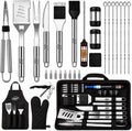 Kaluns Grilling Accessories, Dad Gifts for Christmas, Heavy Duty Stainless Steel Grill Set BBQ Grill Accessories for Outdoor Grill with Meat Thermometer, Case and Apron