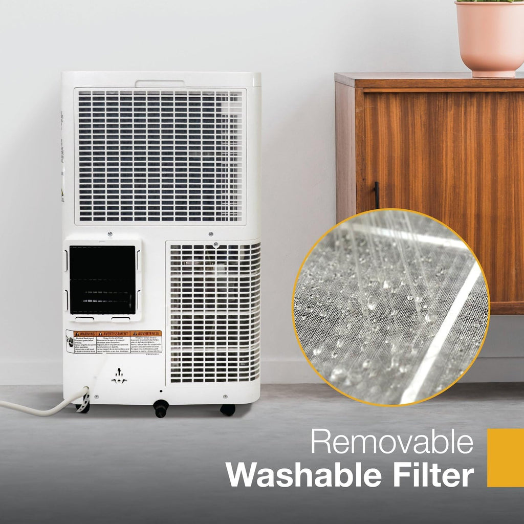whirlpool 14,000 btu portable air conditioner with heater, front angle view