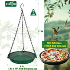 Hanging Platform Bird Feeder, 9 in, Green | Stainless Steel Mesh Tray, For Small Birds, Garden & Patio