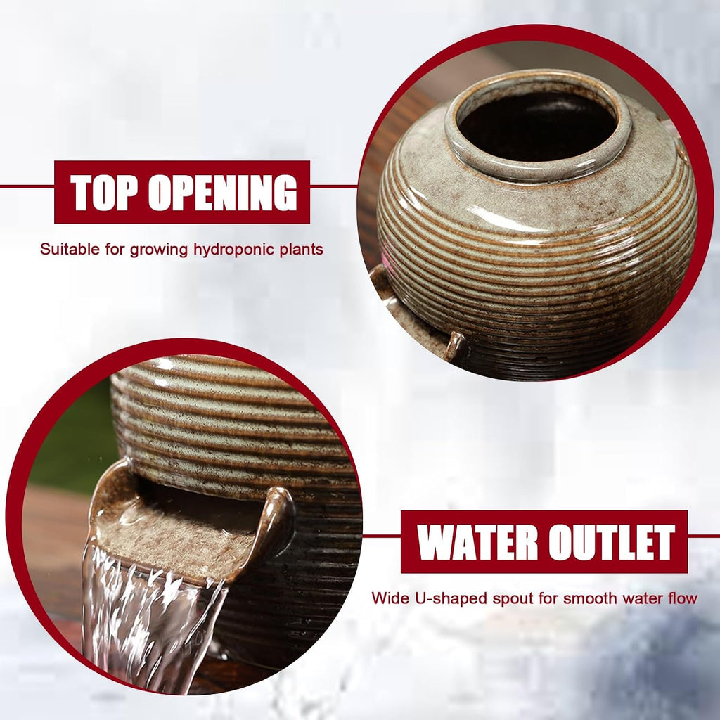 Ceramic Water Fountain Spout U-Shaped, Spitters for Small Ponds | Fish Tank Water Circulation for Patio Pond Pool, Decoration Landscaping Fountain Ornaments(23*20*19cm/9.1*7.9*7.5in)