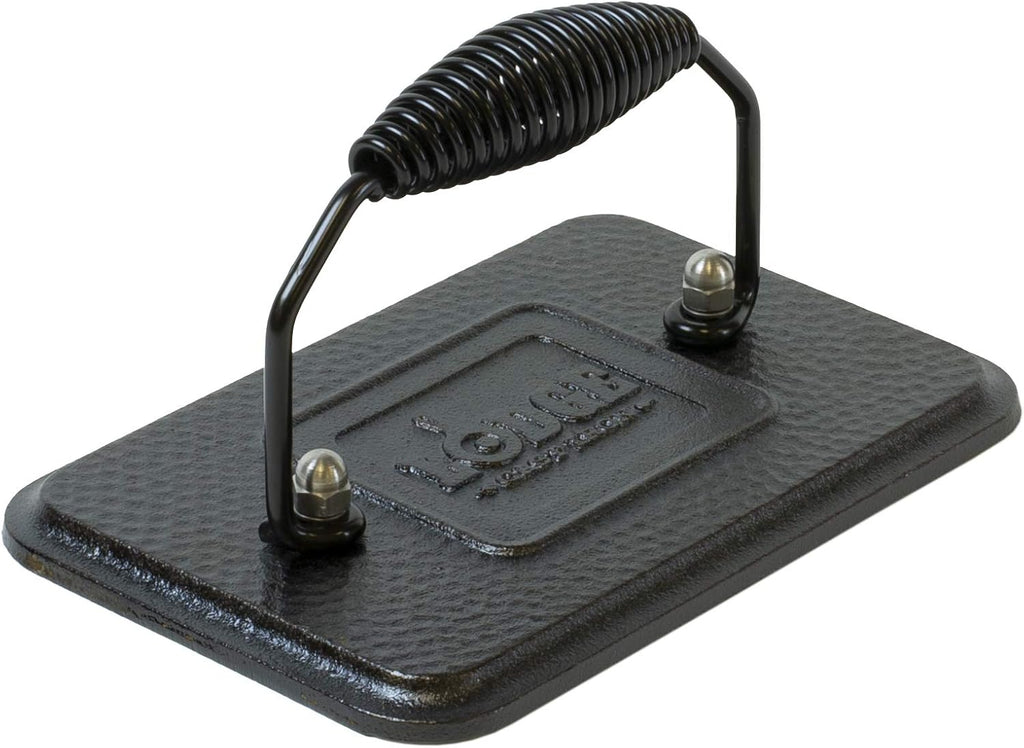 Lodge LPGI3 Cast Iron Reversible Grill/Griddle, 20-inch x 10.44-inch, Black & LGP3 Rectangular Cast Iron Grill Press, Pre-Seasoned, 6.75-inch x 4.5-inch