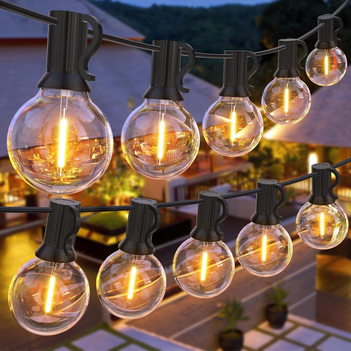 gpatio outdoor string lights, 100ft led waterproof patio, main product view
