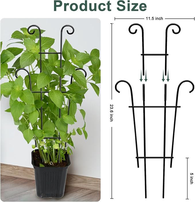 Coomin 23in Taller Plant Trellis for Climbing Plants Indoor, Sturdy Houseplant Trellis for Potted Plants with Ties, Vine Plant Support for Monstera Pothos Ivy, Plant Decor, 2P