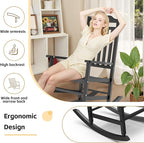 Patio Rocking Chair Outdoor Set of 2,Weather Resistant Poly Resin Oversized Porch Rocker,High Back Smooth Design,350lb Weight Capacity,Indoor Outdoor Use(2, Black)