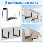 Halatool 2-Pack Adjustable Window Box Bracket, Heavy Duty Wall Mount Planter Holder for Outdoor Window Flower Boxes on Balcony, Porch, Fence and Patio
