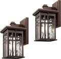 zeyu 12 Inch Patio Wall Light Fixture, 2 Pack Outdoor Modern Wall Lights, Die-Cast Aluminum, Oil Rubbed Bronze Finish with Water Ripple Glass Glass, 20068B1-2PK ORB WP