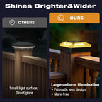 4x4 Solar Post Cap Lights Outdoor 2 Pack, 3 Color Modes/Dusk to Dawn/IP65 Waterproof, Fits 4x4 Vinyl/PVC Wood Posts Top, Black LED Fence Topper Light for Deck, Porch, Backyard