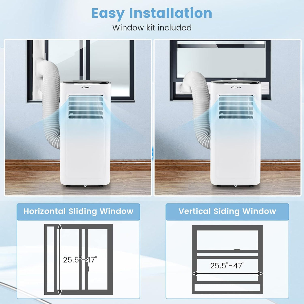 costway portable air conditioner, 9000 btu portable ac, package contents