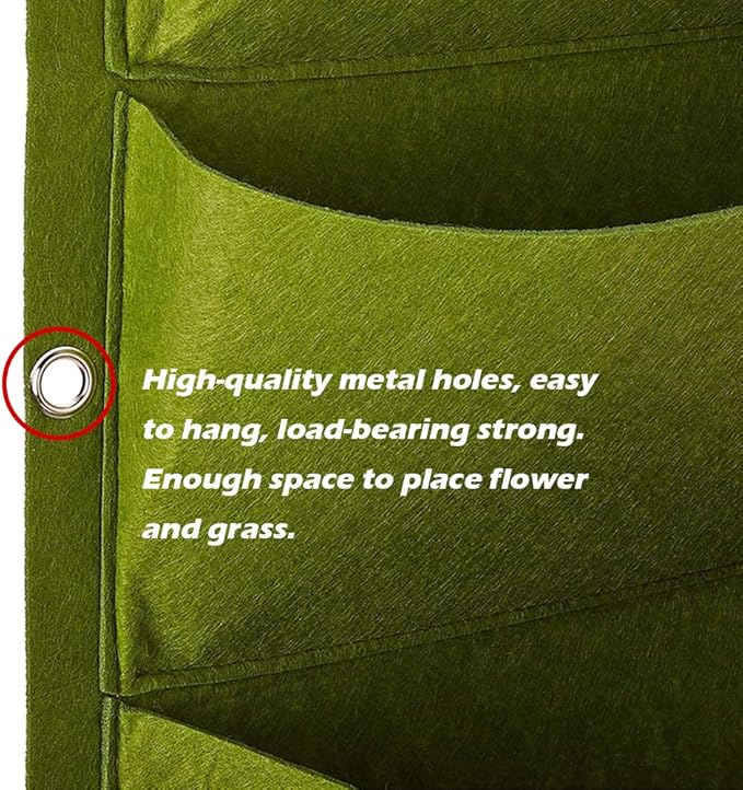Hanging Planting Grow Bags, 49 Pockets Hanging Vertical Wall Planter Wall Mounted Grow Bag Outdoor Indoor Gardening Vertical Greening Flower Container, Planting Bags Storage Bags(1.0 m × 1.0 m, Green)