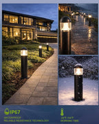 8 Pack Aluminum Low Voltage Landscape Pathway Lights Wired, Outdoor Modern 12V LED Bollard Lights for Driveway Garden Walkway Yard (Included Connectors), 2700K Warm White Waterproof, Black