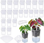 LemonRoad 20 Pack 2" and 2.5" Small Self Watering Pots for Indoor Plants with 20 Plant Label Mini Clear Plastic Planters with Water Level and Drainage Hole for Propagation, Succulents, African Violet