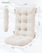 SERWALL HDPE Outdoor Rocking Chair Cushion Set of 2 Memory Foam Cushion Beige