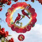 Cardinal Wind Spinners Gift for Women Men Grandma, 12 Inch 3D Metal Wind Spinners Outdoor/Indoor Hanging Deco, Stainless Steel Kinetic Art Hanging Sculpture for Yard Garden Decoration