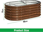 SnugNiture 4x2x1.5ft Raised Garden Bed Outdoor, 17" Tall Galvanized Metal Planter Box, Oval Raised Garden Bed Kit for Planting Vegetables Plants Fruits, Brown (Pack of 2)