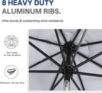 ABCCANOPY Durable Solar Led Patio Umbrellas with 32LED Lights 11FT (Grey)