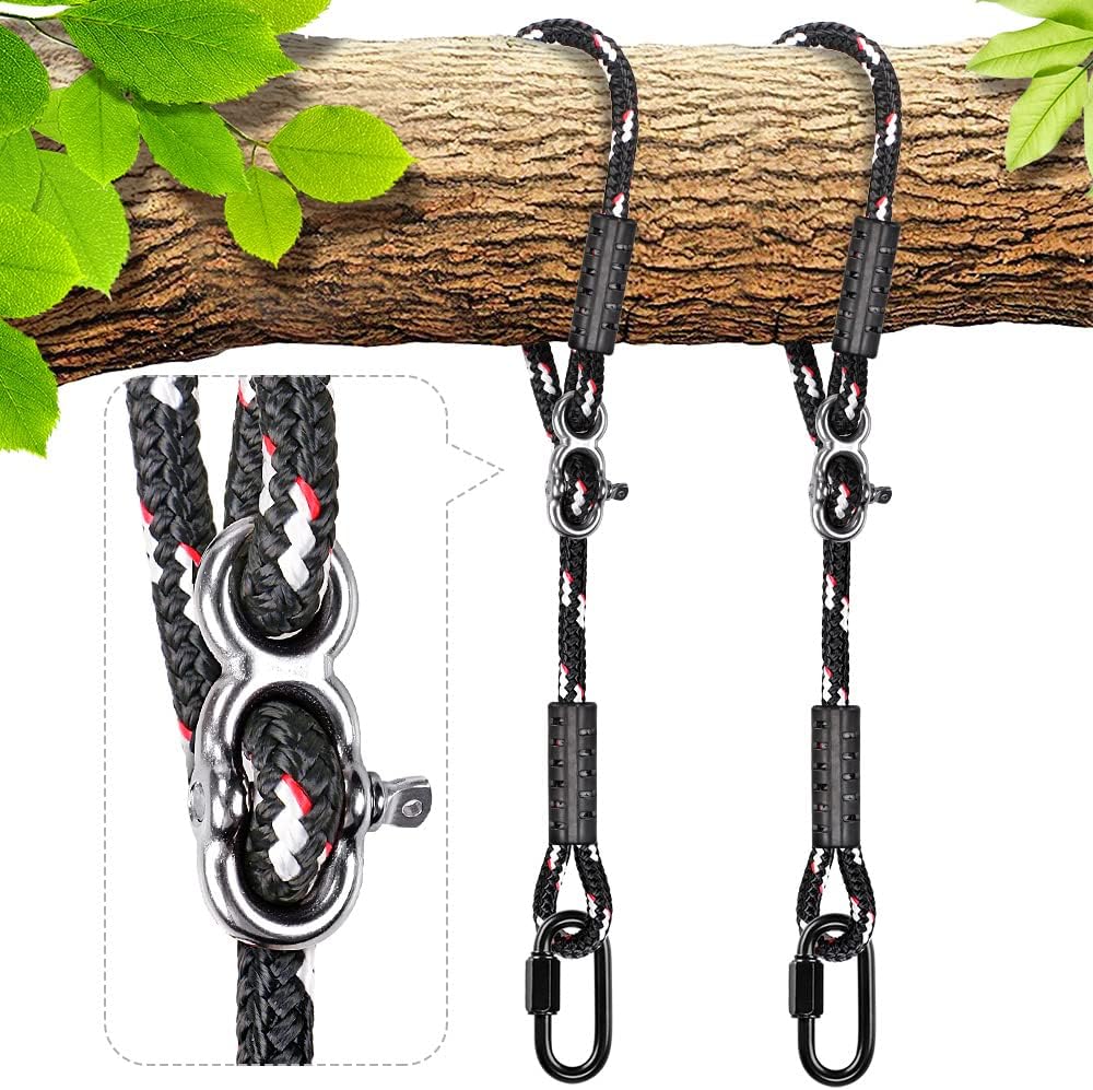 2 Pack 5ft (60") Tree Swing Rope Hammock Tree Swing Hanging Strap | 2500LBs Capacity Adjustable Hammock Rope with Carabiners Tree Extender Rope for Swing chair, Hanging Chair, Tree Swing Seat