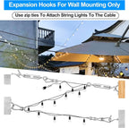 String Light Hanging Kits, 450FT Coated Stainless Steel 304 Wire Rope, Outdoor Black Guy Wire kit w/Expansion Hook, Enough Accessories, Humanized Collocation