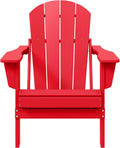 Malibu HDPE Outdoor Patio Folding Poly Adirondack Chair, Red