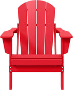 Malibu HDPE Outdoor Patio Folding Poly Adirondack Chair, Red