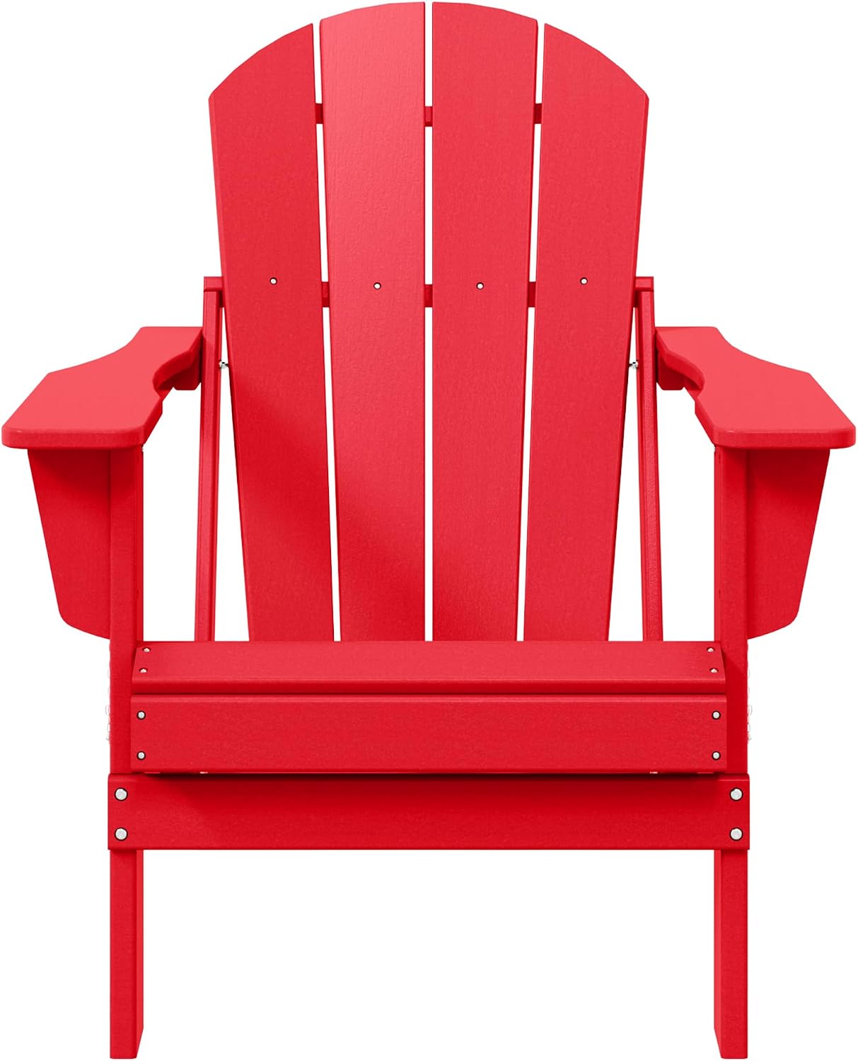 Malibu HDPE Outdoor Patio Folding Poly Adirondack Chair, Red