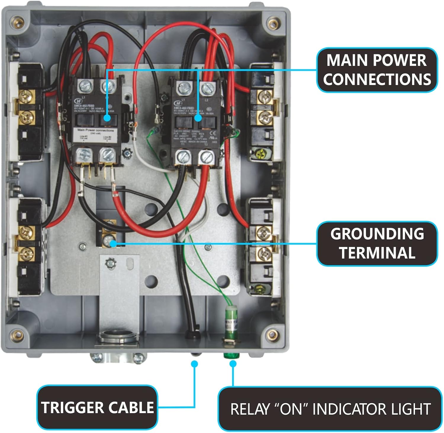 8-Lighting Relay Controller with Trigger Cord 8-Outlet Relay Controller Maximum 8000W for Hydroponics Indoor Double Ended HID Grow Light and Hydroponics System
