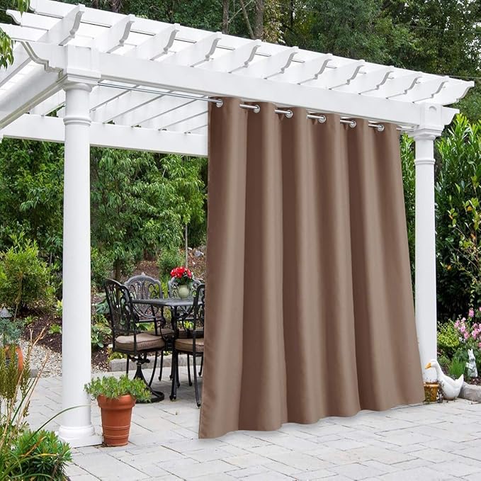 NICETOWN Room Darkning Bedroom Curtain W84 x L84, Stainless Steel Grommet Top Blackout Heavy Weight Window Treatment Thermal Insulated Sunlight Block Drape Panel for Sun Room/Porch, Tan