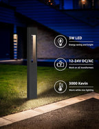 SUNVIE 3W Low Voltage Pathway Lights 3000K LED Low Voltage Landscape Lights 12V Waterproof Landscape Path Lights Low Voltage Landscape Lighting for Walkway Yard Backyard Garden ETL Listed Cord, 4 Pack