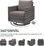 Belord Patio Furniture Set with Fire Pit Table: 9 Pieces Wicker Oversize Patio Conversation Set with Outdoor Swivel Glider Rocker Rattan Couch Ottomans, Anti-Rust Frame, Removable Cushion Grey