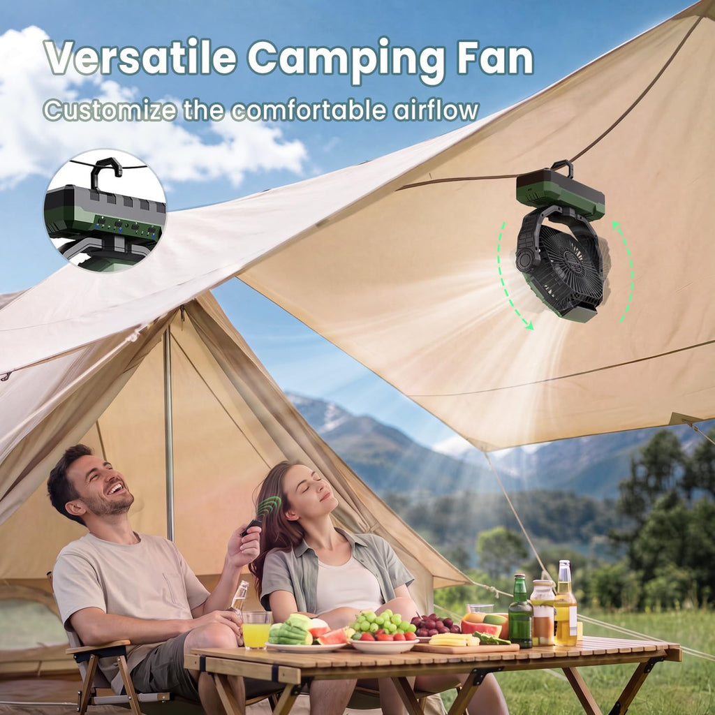 frizcol 3-in-1 camping fan - portable fans rechargeable showing dimensions