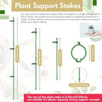 meekoo 120 Pcs Adjustable Garden Plant Support Stakes Single Stem Plant Cage Support Rings with Clips and Connect Pipe for Orchid Rose Tomato, 12 Inch (Green)