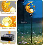 YJFWAL Garden Solar Dog Lights Pathway Stake Lights Glass Globe with Moon Cat Decor, Christmas Gift for Mom Grandma Friends, Outdoor Decor Light Waterproof for Walkway, Patio or Garden (Warm White)