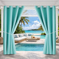 Outdoor Indoor Curtains W52 x L108 for Patio - Weather-resistant Window Panels Privacy Protect Grommet Top Thermal Insulated Home Curtain for Porch Pergola Garden (Teal Blue, 2 Panels)