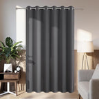 Joydeco Blackout Patio Sliding Door Curtains 90 Inches Long, Grommet Privacy Room Divider Curtains, Extra Wide Thermal Blackout Drapes for Bedroom Living Room (Grey, 80Wx90L, 1 Panel)
