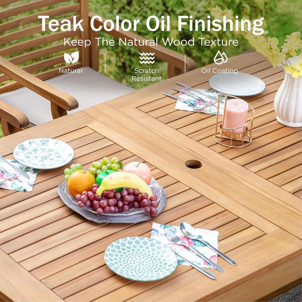 phi villa teak outdoor table, expandable wood table, package contents