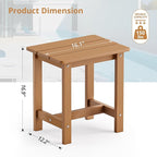 LUE BONA Outdoor Side Table, HDPS Small Outdoor Table, Adirondack Side Table, Outside End Table for Patio, Porch, Deck, Weather Resistant/Easy Maintenance/Indoor or Outside Use, Teak Color