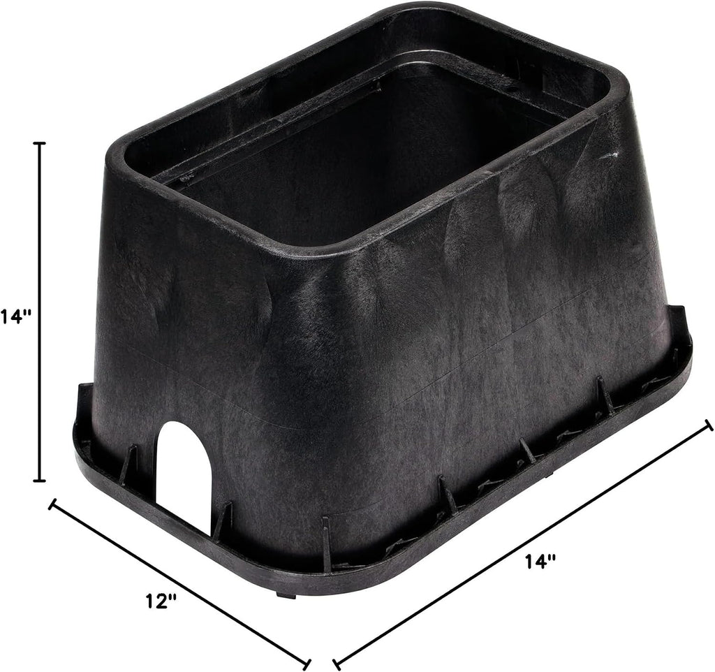 Rectangular Jumbo Valve Box and Cover, 15 in. x 22 in., 12 in. Height, Irrigation Control Valve Lettering, Black Box with Green Overlapping Cover