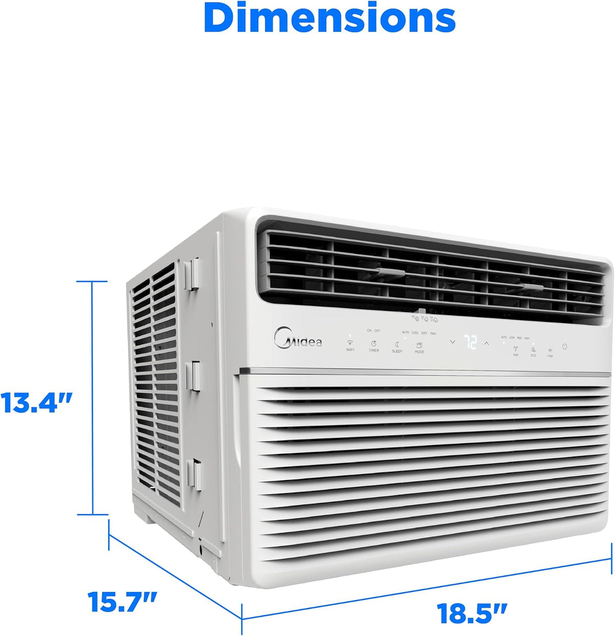 midea 8,000 btu window air conditioner, electronic control shown in use
