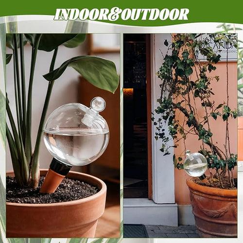 4 Pack 17.5 oz Plant Watering Globes with Covers Self Watering Planter Insert Top Fill Plastic Water Bulbs for Indoor and Outdoor Plants Watering Devices