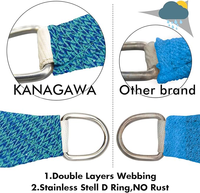 KANAGAWA 9'X15' Turquoise Mix Custom Size Sun Shade Sail Rectangle UV Block Canopy Cover for Patio Backyard Lawn Garden Outdoor (Customized Available)