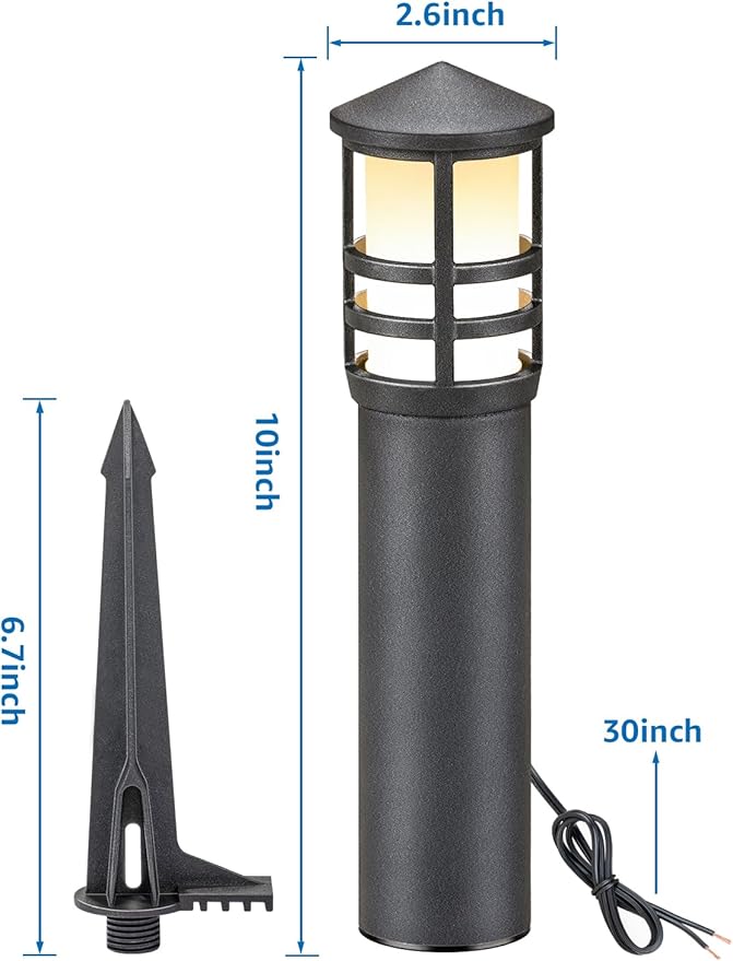 SUNVIE 8-Pack Low Voltage Pathway Lights 3W LED Landscape Pathway Lighting 3000K Warm White CRI 90+ Landscape Lights Wired 12-24V Aluminum Bollard Path Lights for Walkway Yard Garden, ETL Listed Cord