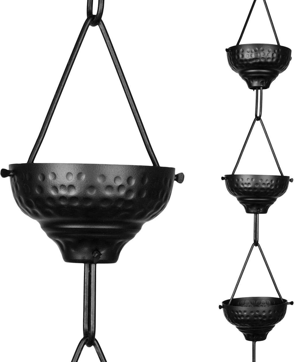 monarch rain chains aluminum eastern cup black rain, main product view