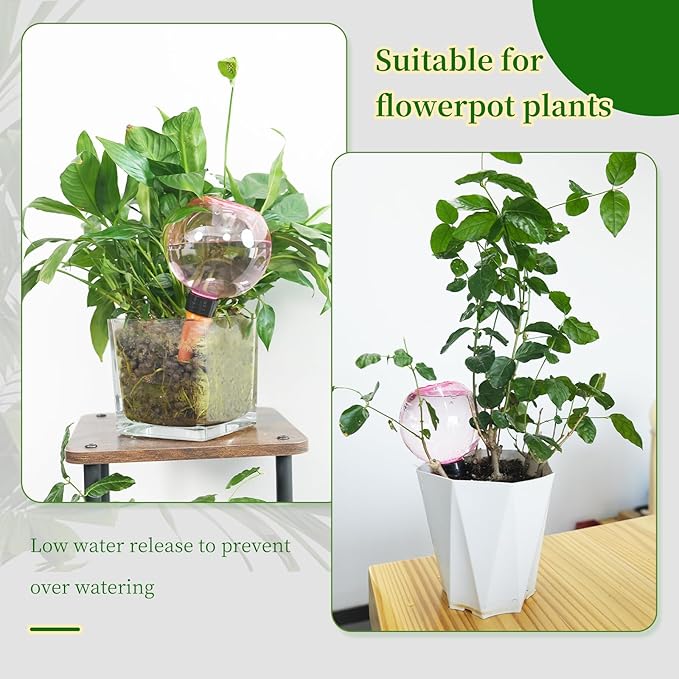 3pcs Large Plant Self Watering Globes, 17.5 oz Plastic Water Bulbs Top Fill, Plant Watering Devices System Slow Release Terracotta, Water Spikes Stakes for Indoor(3pack)