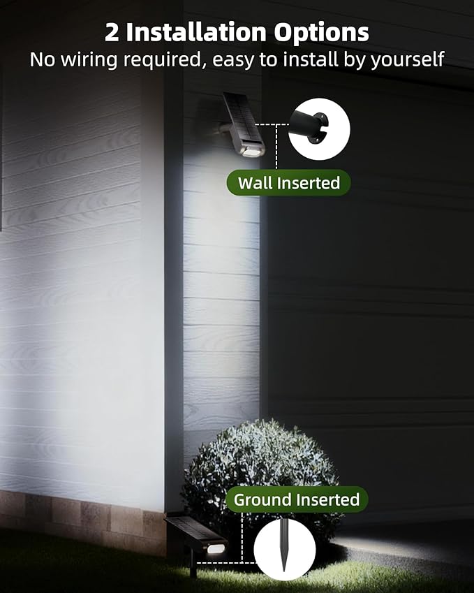EZVALO Solar Spot Lights Outdoor IP67 Waterproof, Adjustable Solar Landscape Lights, 3 Lighting Modes Solar Spotlights for Outside Yard Garden Plant Trees Pathway Flag (Cool White-6Pack)