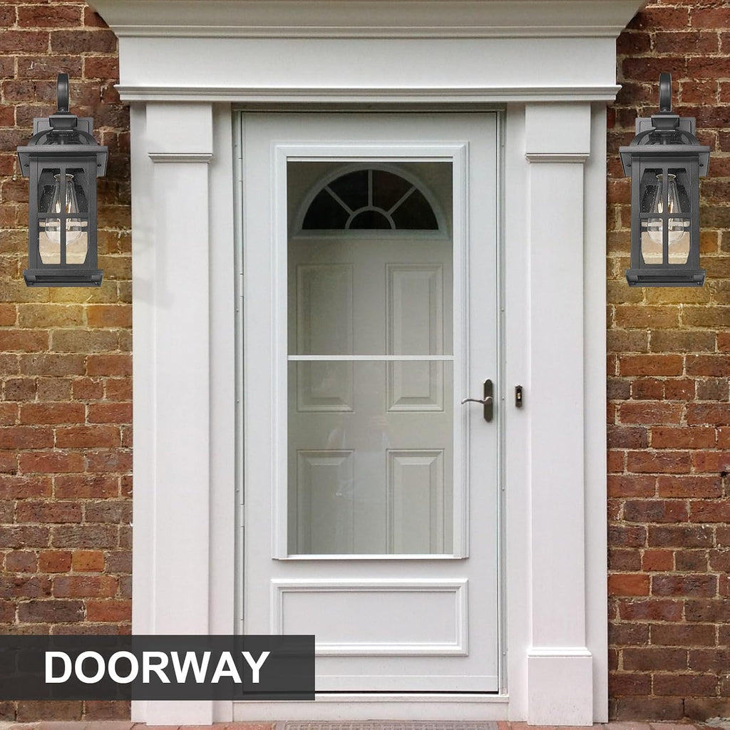 Darkaway Outdoor Wall Lights, Exterior Light Fixture with Seeded Glass, Aluminum Anti-Rust Exterior Lights Sconces Lighting for House Porch Yard Hallway Doorway Garage